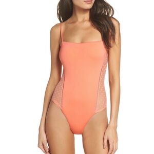 Isabella Rose Swiss miss coral one piece swimsuit size large